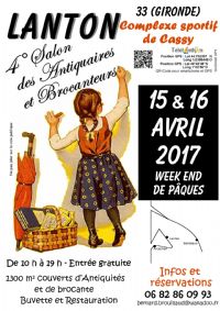 4° Salon Des Antiquaires Et Brocanteurs. Le samedi 15 avril 2017 à Lanton. Gironde.  09H9h